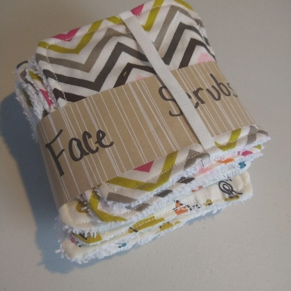 Homemade reusable makeup remover face scrubber 12 pack. 100 cotton.